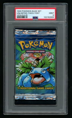Pokemon PSA 9 MINT 1999 Base set Unlimited Thick Font Booster Pack Venusaur! - Image 1