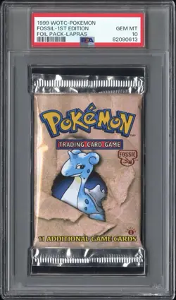 1999 Pokemon 1st Edition Fossil Lapras PSA 10 Foil Booster Pack GEM MINT! - Image 1