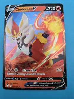 Cinderace V 043/264 Ultra Rare Fusion Strike Pokemon Holo Foil NM - Image 1