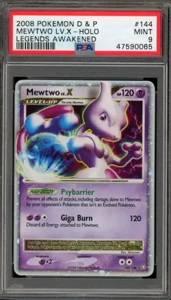 Pokemon Mewtwo Lv.X Legends Awakened Holo Ultra Rare #144 PSA 9 Mint - Image 1