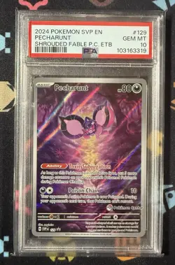 PSA 10 GEM MINT Pecharunt - SV Promo 129 (Pokemon Center Stamp Exclusive) - Image 1