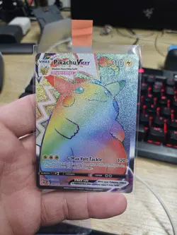 Pokemon TCG Vivid Voltage Rainbow Pikachu VMAX Secret Rare Card 188/185 - Image 1