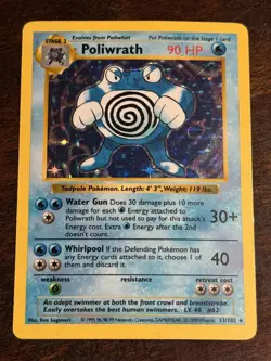 Pokemon 1999 Base Set Shadowless Poliwrath Holo LP - Image 1