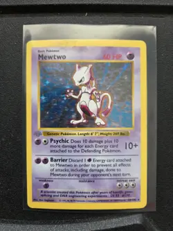 Pokemon Mewtwo Base Set Holo Rare Basic Card 10/102 60 HP 1999 - Image 1