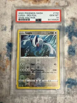 Pokemon Lugia 132/185 SWSH04 Vivid Voltage Reverse Holo Rare PSA 10 2020 - Image 1