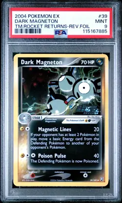 2004 POKEMON EX TEAM ROCKET RETURNS #39 DARK MAGNETON-REVERSE FOIL PSA 9 - Image 1