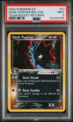 2004 POKEMON EX TEAM ROCKET RETURNS #41 DARK PUPITAR-REVERSE FOIL PSA 9 - Image 1