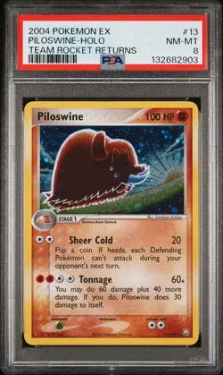 2004 POKEMON EX TEAM ROCKET RETURNS #13 PILOSWINE-HOLO PSA 8 - Image 1