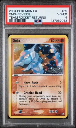 2004 POKEMON EX TEAM ROCKET RETURNS #69 ONIX-REVERSE FOIL PSA 4 - Image 1
