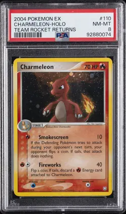 2004 POKEMON EX TEAM ROCKET RETURNS #110 CHARMELEON-HOLO PSA 8 - Image 1