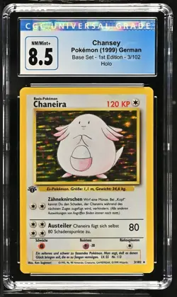 1999 Pokemon TCG 1st Edition Base Set Chansey CGC 8.5 Chaneira #3 German - Image 1