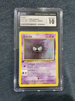 Pokemon TCG 1999 Base Set Gastly #50/102 1st Edition German CGC 10 - Image 1