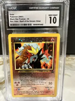 Pokemon Entei Wotc Promo 34/53 Reverse Holo CGC 10 Gem Mint English 2001 - Image 1