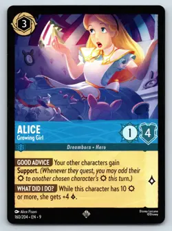 Disney Lorcana Alice - Growing Girl Rise of the Floodborn Legendary #137/204 NM - Image 1
