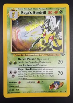 Pokemon Koga's Beedrill 9/132 Gym Challenge Holo Rare Card NM - Image 1