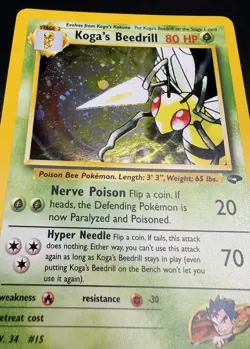 Pokemon Koga's Beedrill 9/132 Gym Challenge Holo Rare Card NM - Image 3