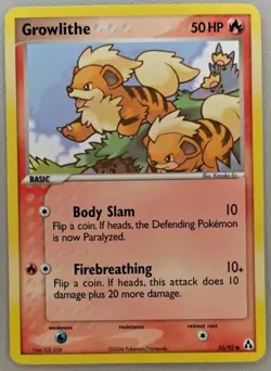 Growlithe 55/92 EX Legend Maker Pokemon Card LP - Image 1