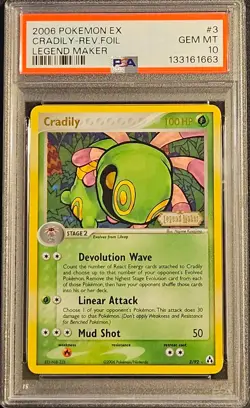 Pokemon 2006 Cradily EX Legend Maker Reverse Holo #3/92 PSA 10 - Image 2