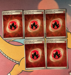 Pokemon TCG - 5 Holo Fire Energy from Prismatic Evolutions - Image 1