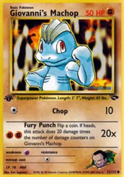 Lightly Played Giovanni's Machop - 72/132 - Common - 1st Edition Pokemon Gym Cha - Image 1