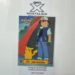 1999 Topps Pokemon TV Animation Edition Series 1 #TV1 Ash Ketchum - Image 1
