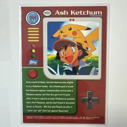 1999 Topps Pokemon TV Animation Edition Series 1 #TV1 Ash Ketchum - Image 3