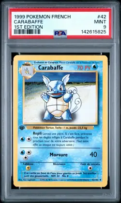 1999 POKEMON FRENCH BASE SET 1ST EDITION #42 CARABAFFE PSA 9 - Image 1