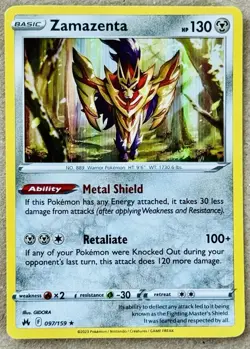 2023 POKEMON CROWN ZENITH ZAMAZENTA HOLO 097/159 NM+ - Image 1