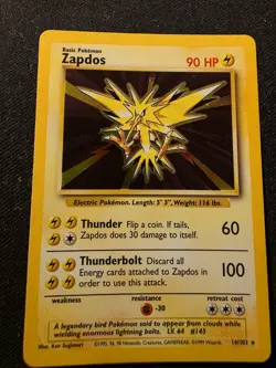 Pokemon Base Set Zapdos Holo Rare 16/102 - Image 1