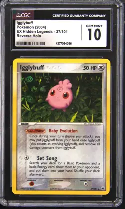 2004 POKEMON EX HIDDEN LEGENDS REVERSE HOLO IGGLYBUFF CGC 10 - Image 1