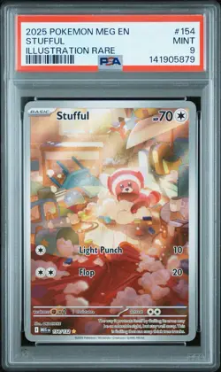 2025 POKEMON MEG EN-MEGA EVOLUTION ILLUSTRATION RARE #154 STUFFUL PSA 9 - Image 1