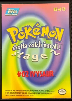 1999 Topps Pokemon First Movie Evolution Ivysaur E2 Foil Blue Label 1st Edition - Image 2