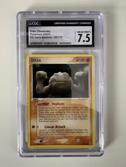 CGC 7.5 NEAR MINT + Ditto Geodude EX Delta Species Pokemon Card 62/113 TCG - Image 1