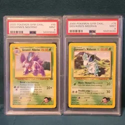 Pokemon Gym Challenge Giovanni's Nidorino #45 & Nidoran #75 PSA 9 2000 WOTC Lot - Image 1