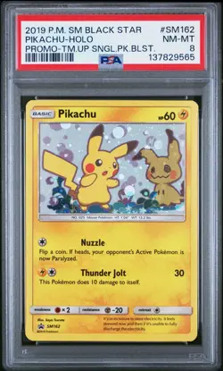 2019 POKEMON SM BLACK STAR PROMO TEAM UP SINGLE PACK BLISTERS PIKACHU-HOLO PSA 8 - Image 1