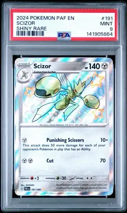 POKEMON 2024 Paldean Fates Shiny Rare SCIZOR #191 PSA 9 Mint RARE - Image 1