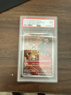 PSA 9 Pokemon - Team Rocket's Meowth 203/182 Sv10: Destined Rivals Holo - Image 1