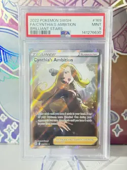 Cynthia's Ambition #169/172 Pokemon SWSH Brilliant Stars PSA 9 MINT - Image 1