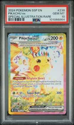 2024 POKEMON SSP EN-SURGING SPARKS SPECIAL ILLUSTRATION RARE PIKACHU EX PSA 10 - Image 1