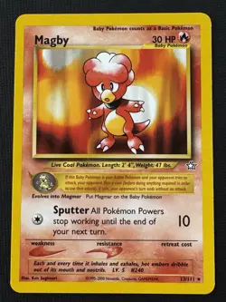Pokemon Magby 23/111 Neo Genesis Rare Regular 30HP Baby Pokemon 10 Attack - Image 1