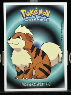 2000 Pokemon Dunkin Boomer Growlithe #58 Regular LP - Image 3