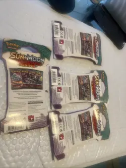 Pokemon Sun and Moon Guardians Rising Sleeved Boosters Lot Of 4 dented sleeve - Image 4