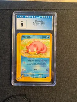 Pokemon Non Holo Slowpoke 2003 Pokemon Aquapolis #108 CGC 9 Mint - Image 1