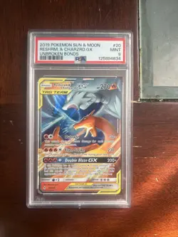 Pokemon TCG Reshiram & Charizard GX Holo Card 20/214 Unbroken Bonds PSA 9! - Image 1
