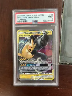Pokemon Pikachu & Zekrom GX TCG Sun & Moon Team Up Ultra Rare Card 33/181 PSA 9 - Image 1