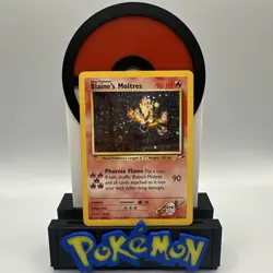 Blaine's Moltres 1/132 Gym Heroes 2000 Holo Rare WOTC Pokemon Card TCG SWIRL LP - Image 1