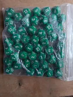 50 Green & White D12 Plastic CCG Dice with Numbers for Collectible Card Games - Image 1