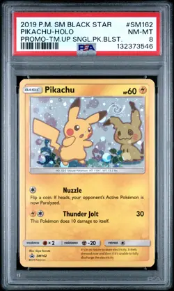 2019 POKEMON SM BLACK STAR PROMO TEAM UP SINGLE PACK BLISTERS PIKACHU-HOLO PSA 8 - Image 1