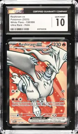 2025 Pokemon White Flare Reshiram EX Ultra Rare 158/086 - CGC 10 - Image 1
