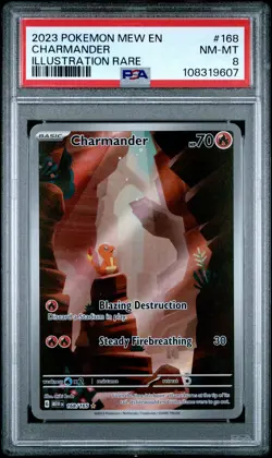 2023 POKEMON MEW EN-151 ILLUSTRATION RARE #168 CHARMANDER PSA 8 - Image 1